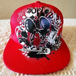 Disney Mickey Mouse Red Graphic Pump Up the Volume Adult Baseball Cap Hat